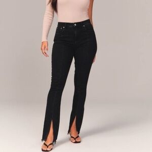 Abercrombie Skinny High Rise Front Seam Split Hem Jeans in Black - Size 28